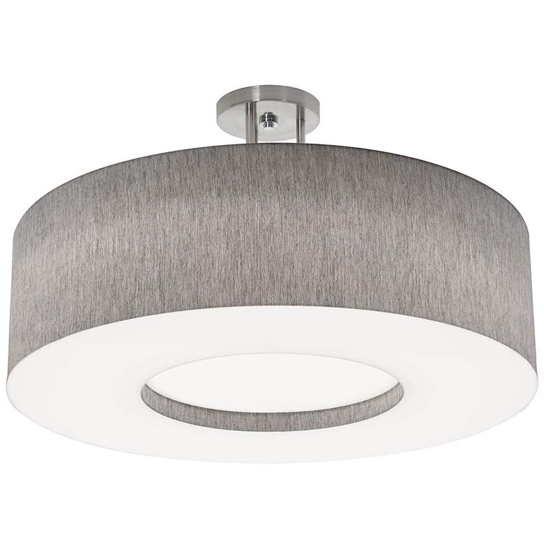 Image 1 Montclair 24" Wide Satin Nickel Semi-Flush Mount With Grey Shade