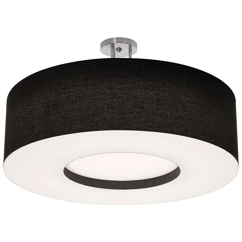 Image 1 Montclair 30 inch Wide Satin Nickel LED Semi-Flush Mount With Black Shade