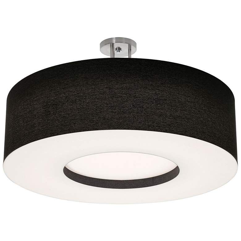 Image 1 Montclair 30" Wide Satin Nickel LED Semi-Flush Mount With Black Shade