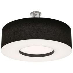 Montclair 30&quot; Wide Satin Nickel LED Semi-Flush Mount With Black Shade