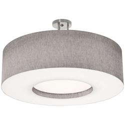 Montclair 30&quot; Wide Satin Nickel LED Semi-Flush Mount With Grey Shade