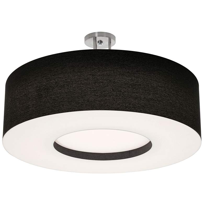 Image 1 Montclair 30" Wide Satin Nickel Semi-Flush Mount With Black Shade