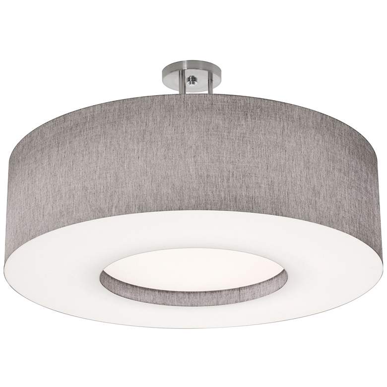 Image 1 Montclair 30" Wide Satin Nickel Semi-Flush Mount With Grey Shade