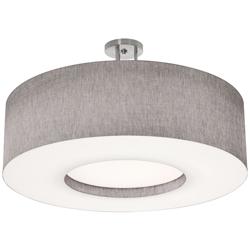 Montclair 30&quot; Wide Satin Nickel Semi-Flush Mount With Grey Shade