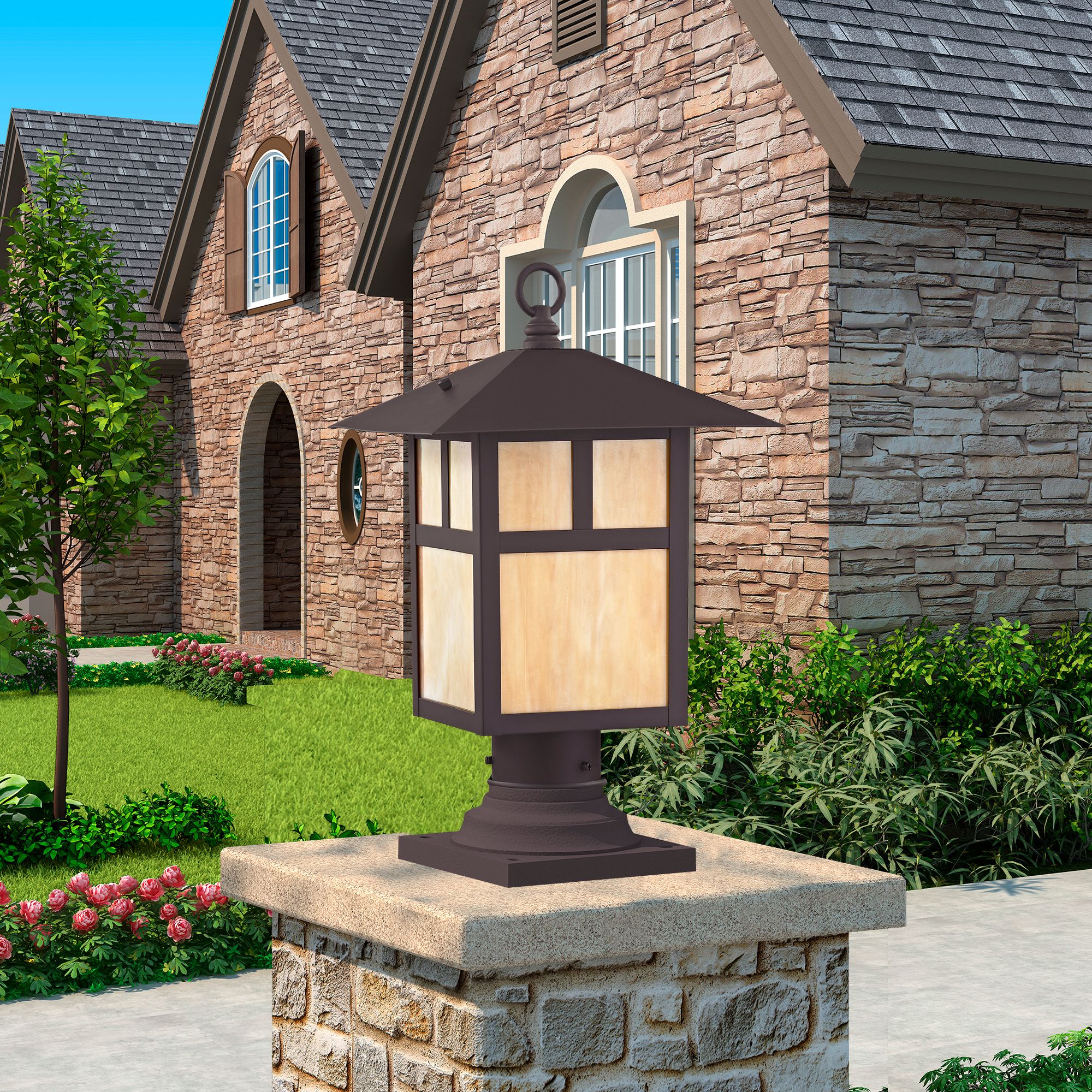 Montclair Mission 15in H Bronze Post Light 431N3 Lamps Plus