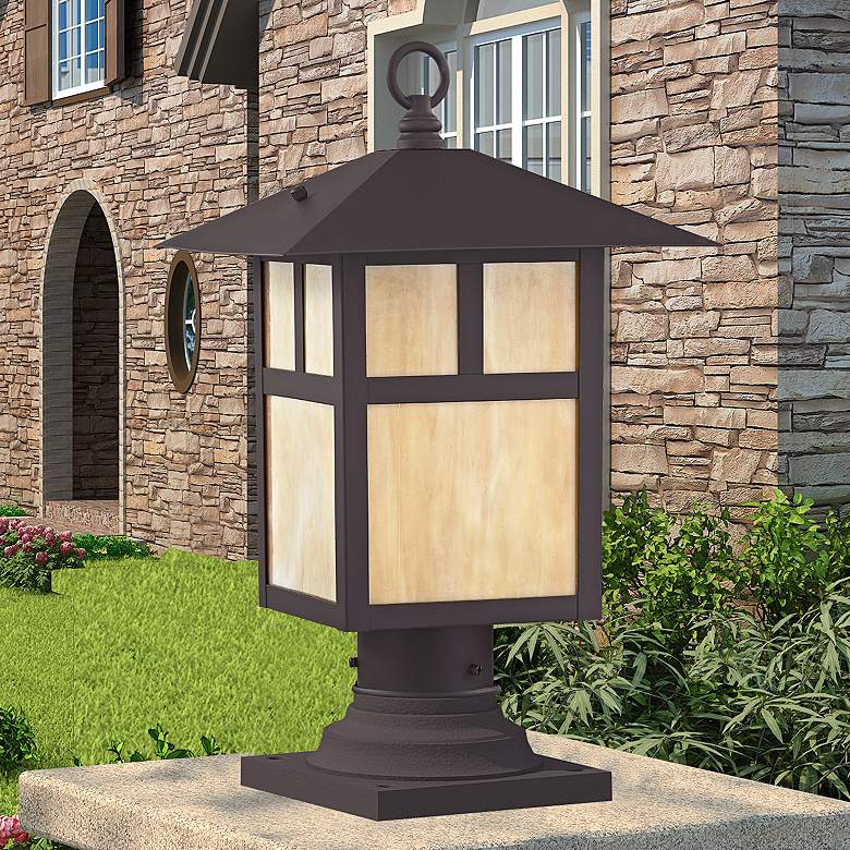 Image 1 Montclair Mission 15" High Bronze Outdoor Post Light