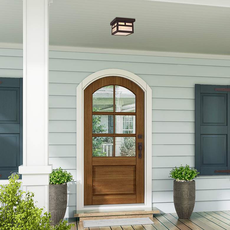 Image 4 Montclair Mission 8" Wide Bronze Outdoor Flushmount Ceiling Light more views