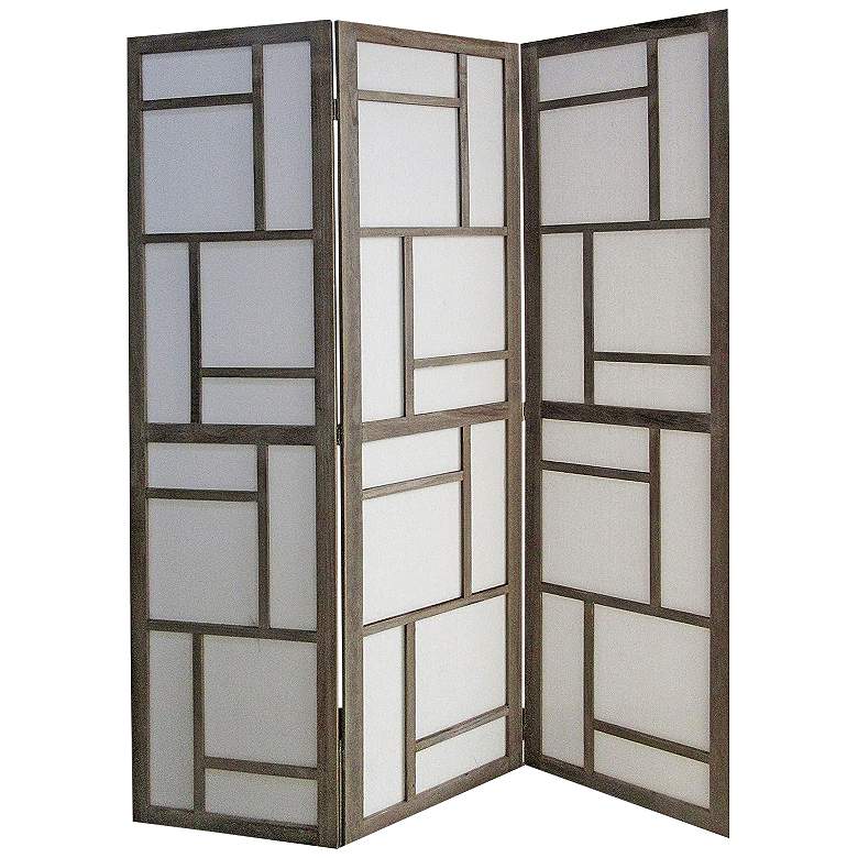 Image 2 Monte 50 inch Wide Geometric Wood 3-Panel Screen/Room Divider
