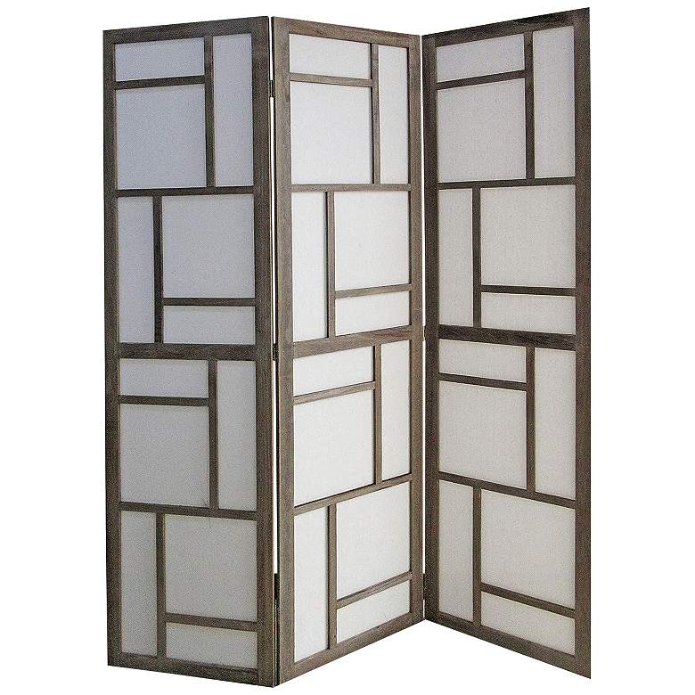 Image 2 Monte 50" Wide Geometric Wood 3-Panel Screen/Room Divider