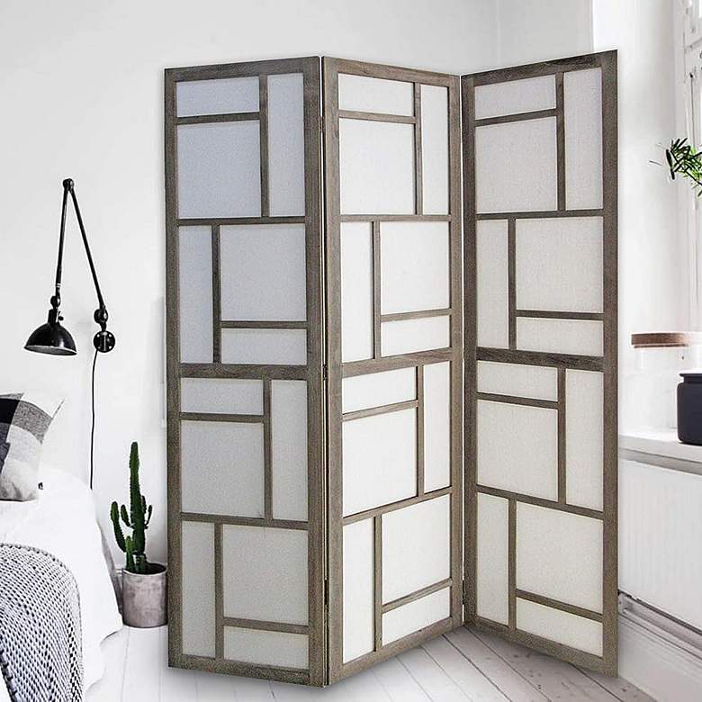 Image 1 Monte 50" Wide Geometric Wood 3-Panel Screen/Room Divider
