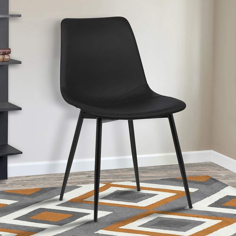 Image 1 Monte Black Faux Leather Armless Dining Chair