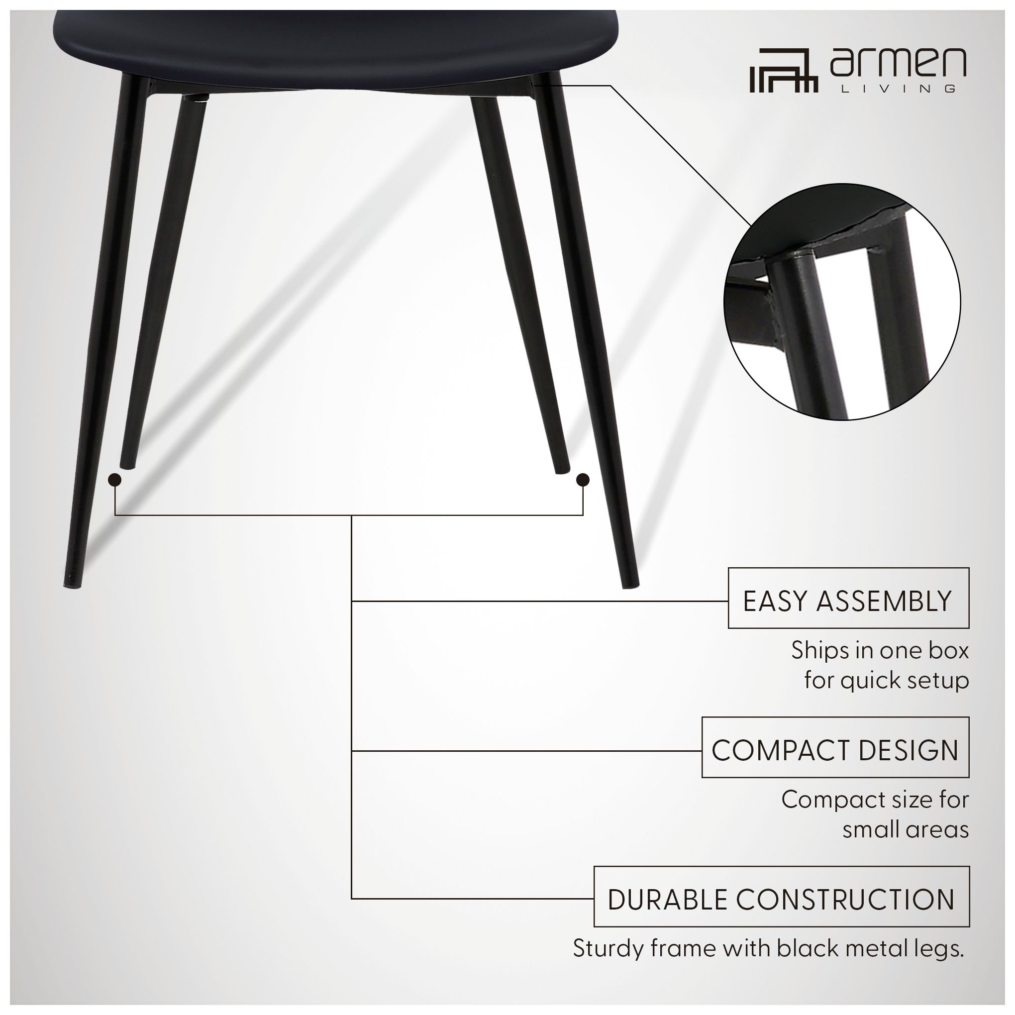 Monte Black Faux Leather Armless Dining Chair