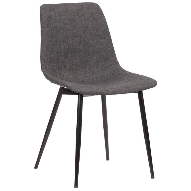 Image 1 Monte Contemporary Dining Chair in Charcoal Fabric with Black Powder Coated