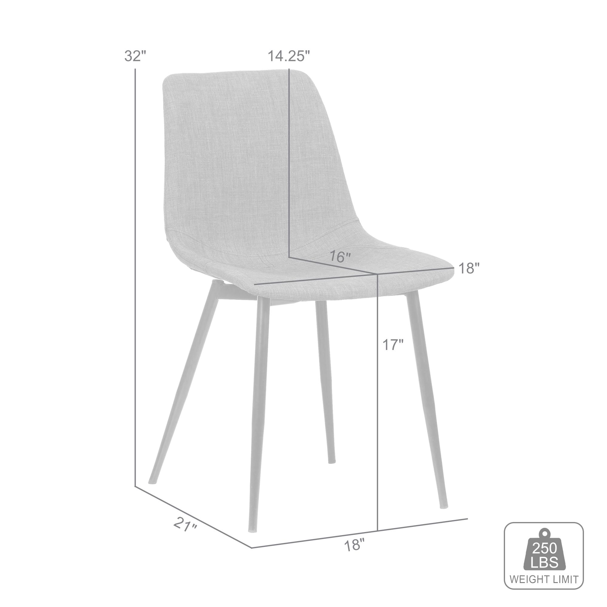 Image 7 Monte Contemporary Dining Chair in Charcoal Fabric with Black Powder Coated more views
