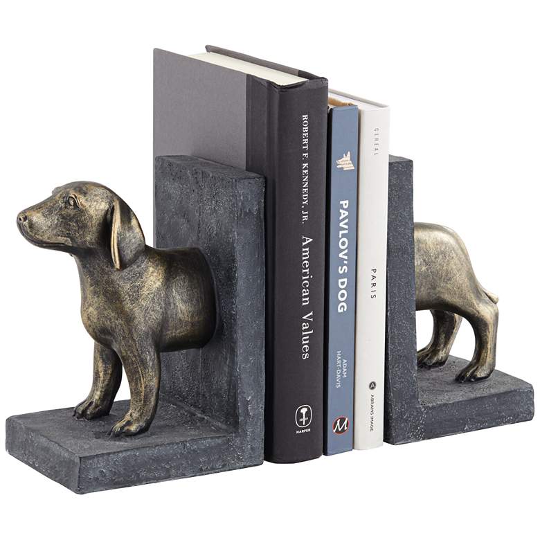 Image 1 Monte Dachshund Dog Antique Bronze Finish Bookends