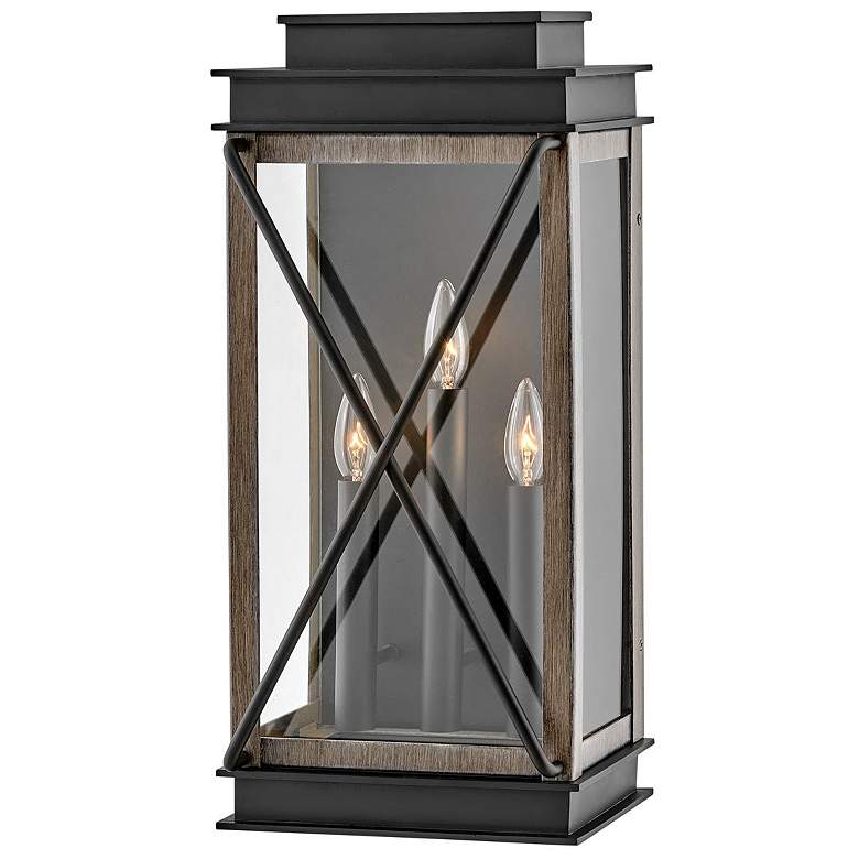 Image 1 Montecito 22 inch High Black Driftwood Gray Outdoor Wall Light