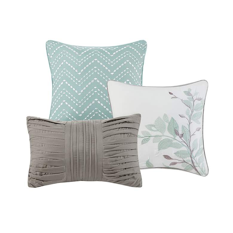 Image 3 Montecito Aqua Gray 6-Piece Full/Queen Coverlet Set more views