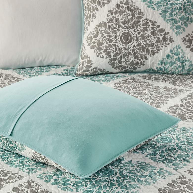 Image 6 Montecito Aqua Gray 6-Piece Full/Queen Coverlet Set more views