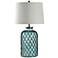 Montego Bay 30 1/4" Blue Glass Table Lamp with Off-White Fabric Shade