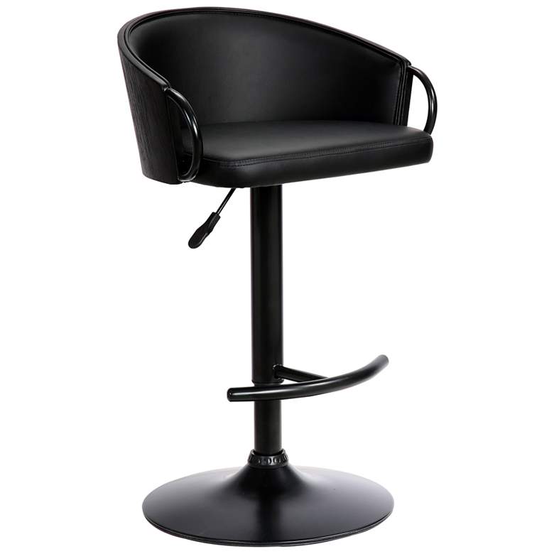 Image 1 Montego Black Faux Leather Adjustable Swivel Bar Stool