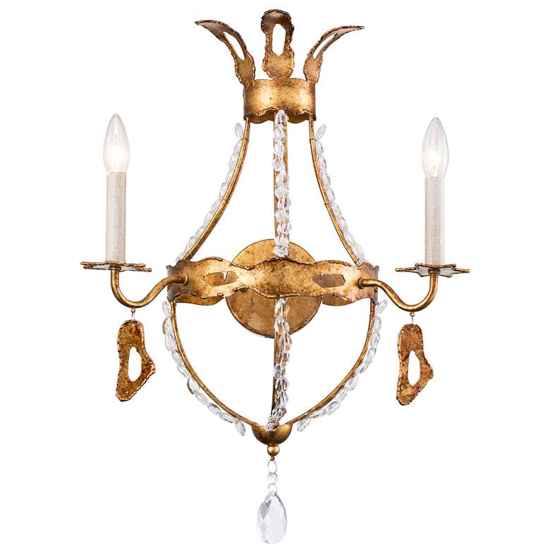 Image 1 Monteleone 2-Light Sconce in Gold Leaf with Crystal Beading