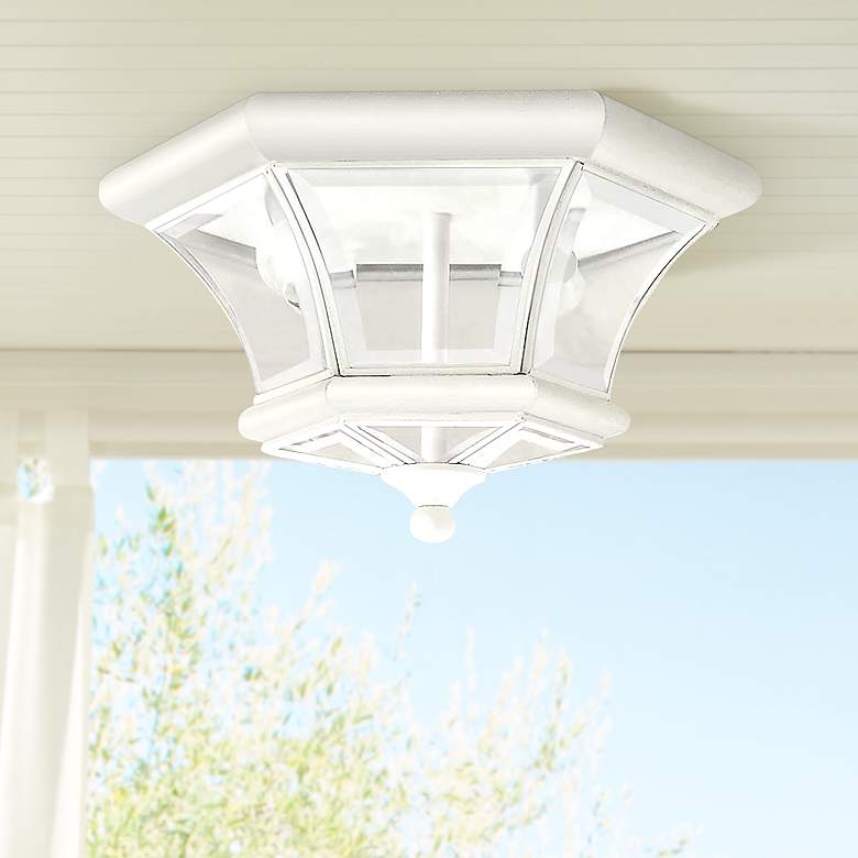 Image 1 Monterey 10 1/2" Wide White Outdoor Ceiling Light