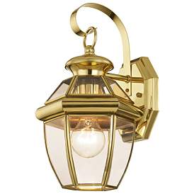 Image1 of Monterey 12.5-in H Polished Brass Medium Base (E-26) Outdoor Wall Light
