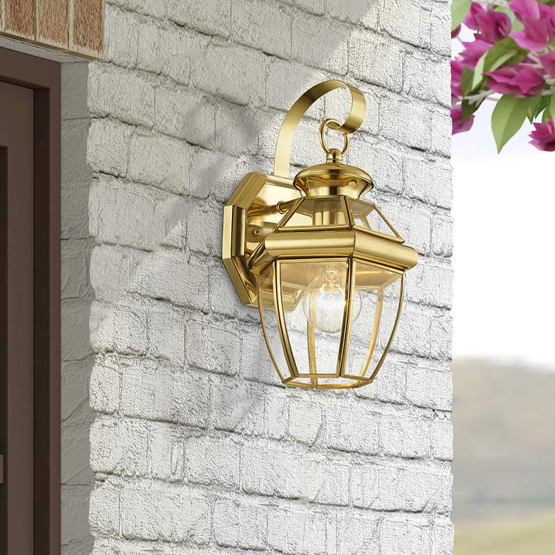 Image 1 Monterey 12.5-in H Polished Brass Medium Base (E-26) Outdoor Wall Light