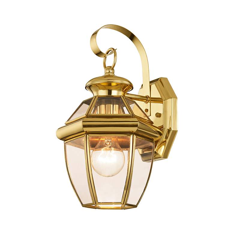 Image 3 Monterey 12.5-in H Polished Brass Medium Base (E-26) Outdoor Wall Light more views