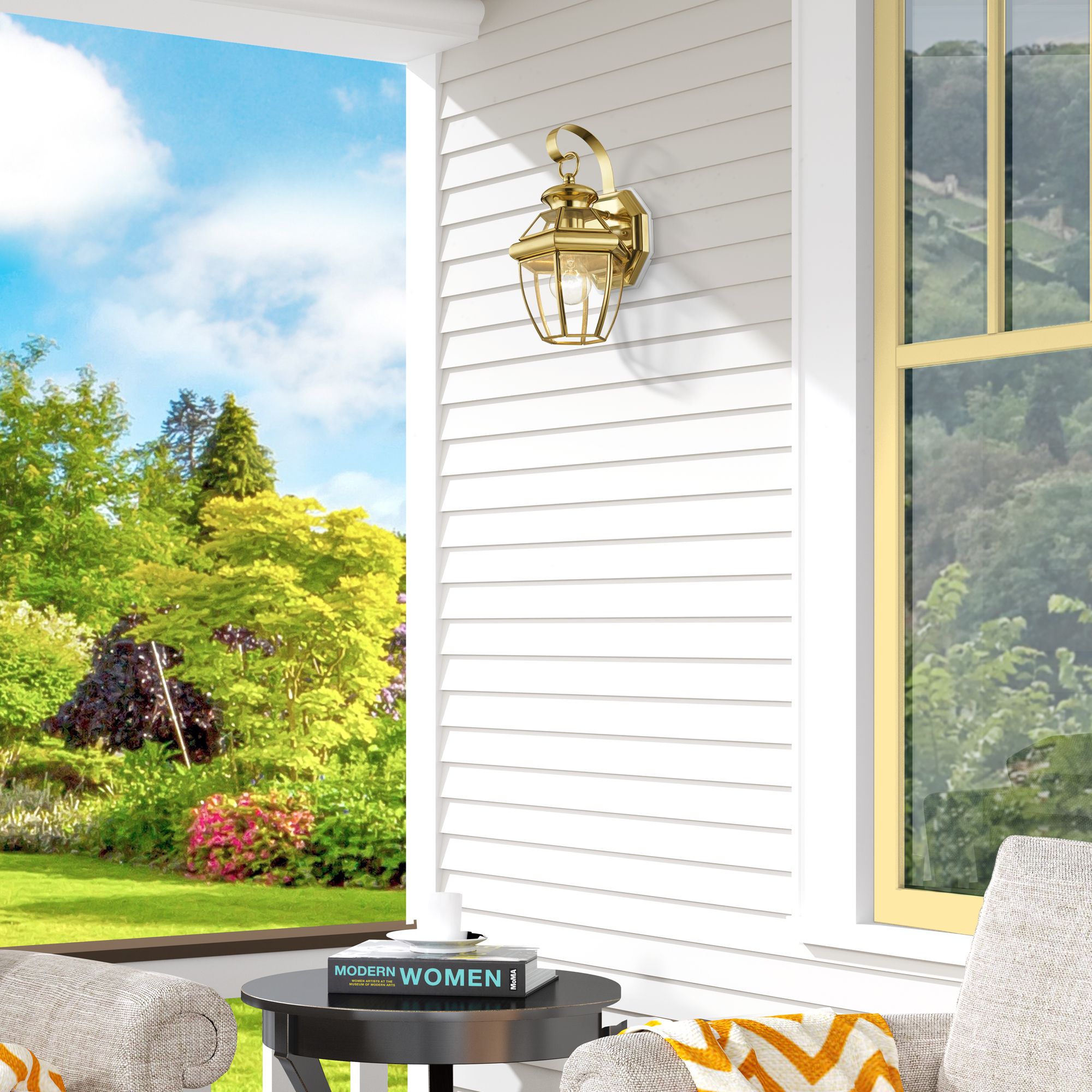 Monterey 12.5-in H Polished Brass Medium Base (E-26) Outdoor Wall Light