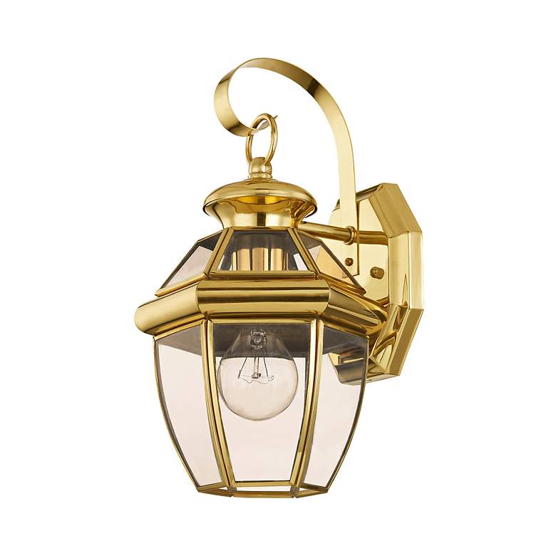 Image 4 Monterey 12.5-in H Polished Brass Medium Base (E-26) Outdoor Wall Light more views