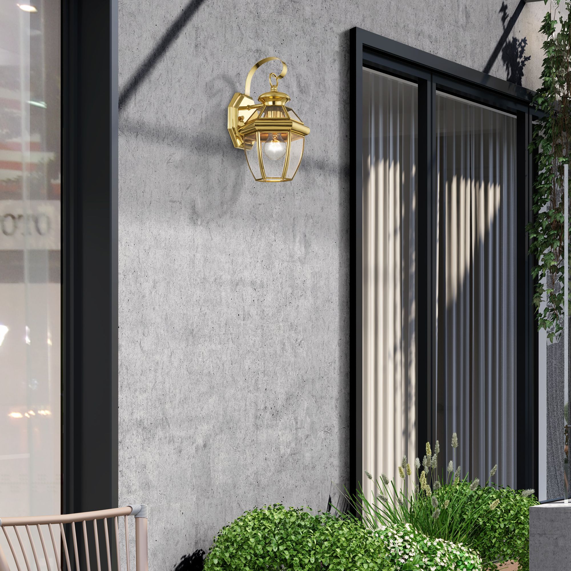 Monterey 12.5-in H Polished Brass Medium Base (E-26) Outdoor Wall Light