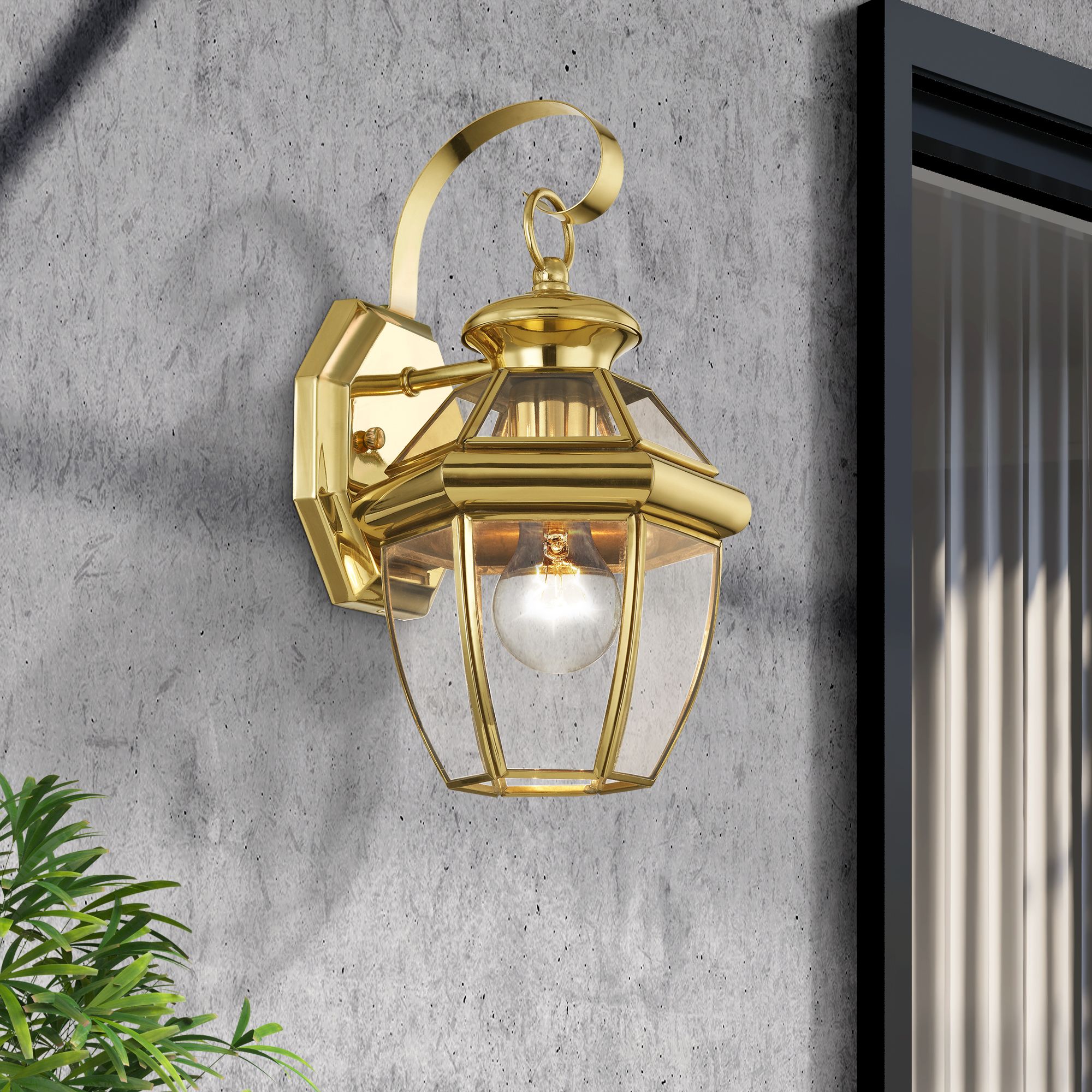 Monterey 12.5-in H Polished Brass Medium Base (E-26) Outdoor Wall Light
