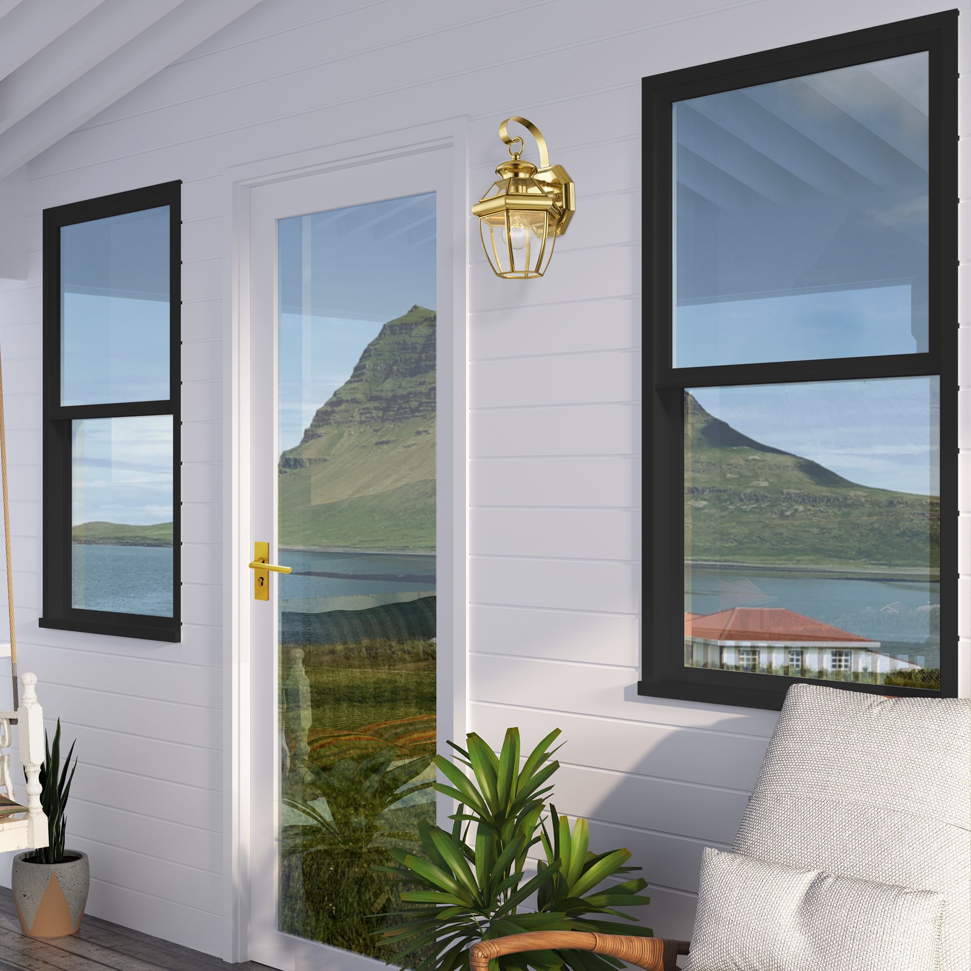 Monterey 12.5-in H Polished Brass Medium Base (E-26) Outdoor Wall Light