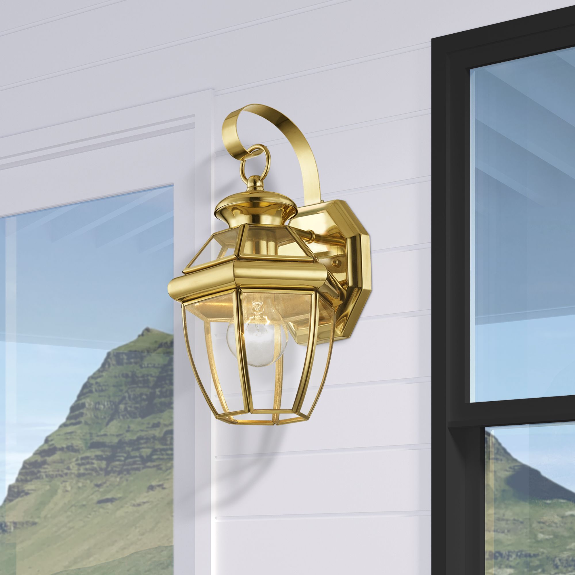 Monterey 12.5-in H Polished Brass Medium Base (E-26) Outdoor Wall Light