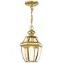 Monterey 12.75-in Polished Brass Outdoor Pendant Light