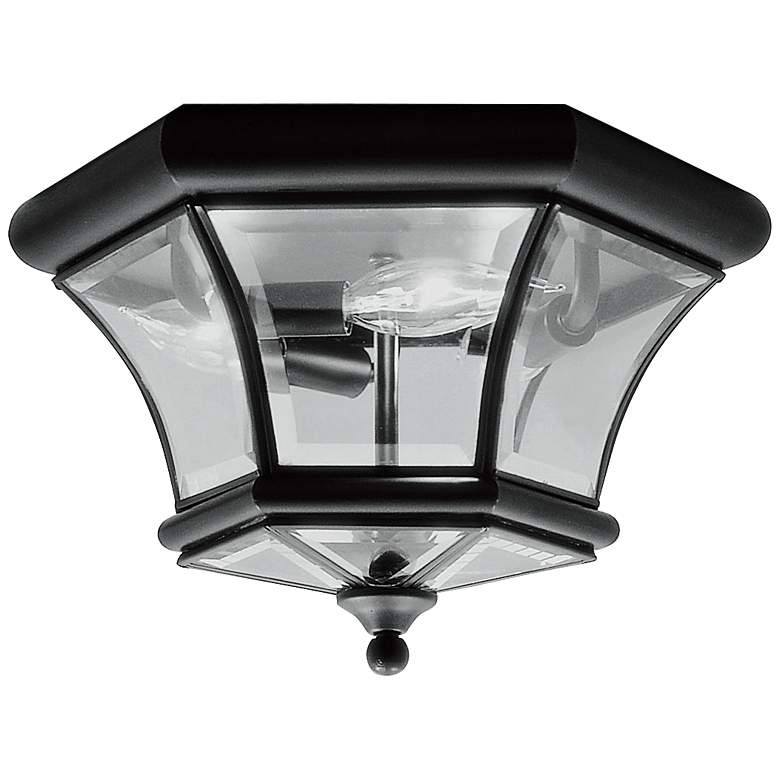 Image 2 Monterey 12 1/2" Glass and Black Traditional Outdoor Ceiling Light