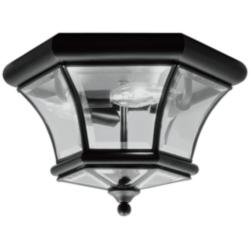 Monterey 12 1/2&quot; Glass and Black Traditional Outdoor Ceiling Light