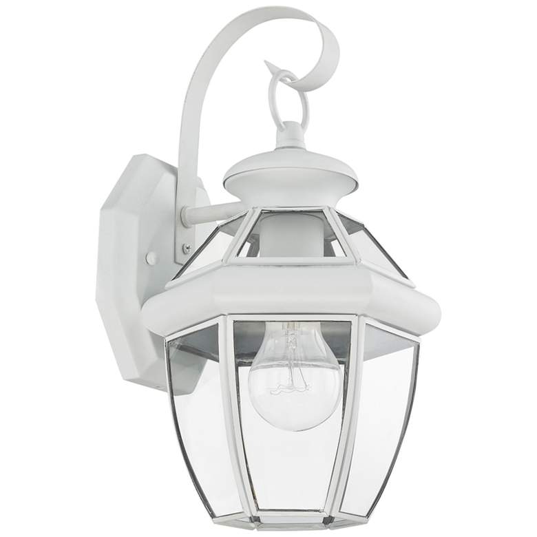 Image 1 Monterey 12 1/2"H White Downward Lantern Outdoor Wall Light
