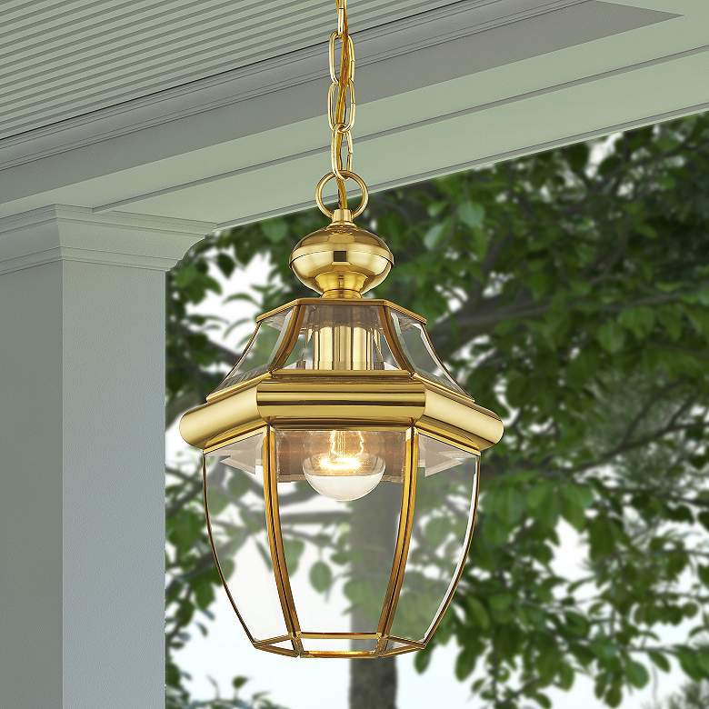 Image 1 Monterey 12 3/4" High Polished Brass Outdoor Hanging Light