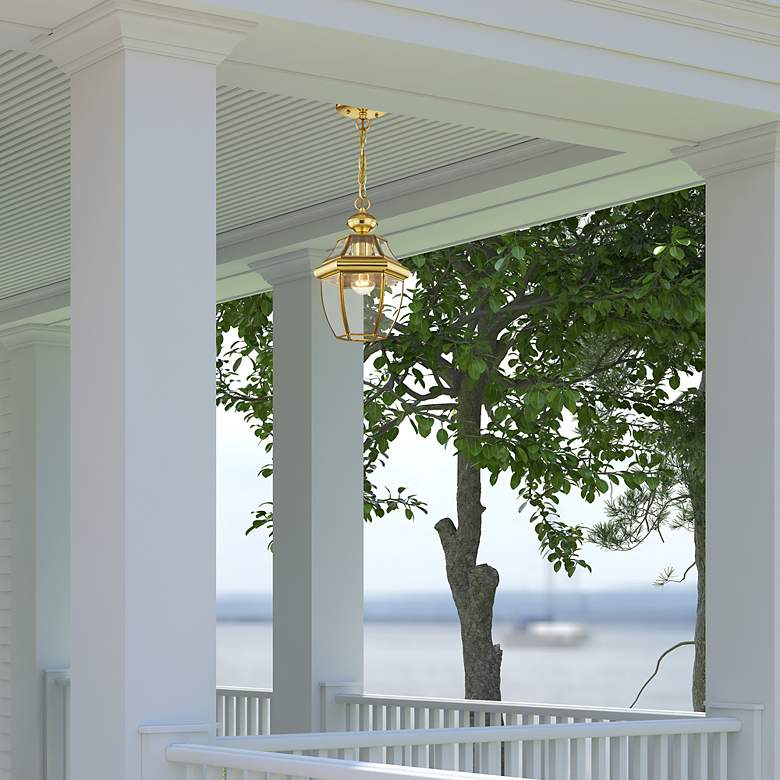 Image 3 Monterey 12 3/4" High Polished Brass Outdoor Hanging Light more views