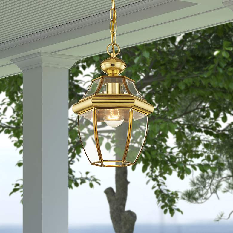 Image 5 Monterey 12 3/4" High Polished Brass Outdoor Hanging Light more views