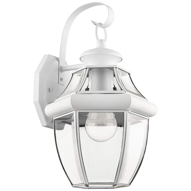 Image 1 Monterey 13" High White Downward Lantern Outdoor Wall Light