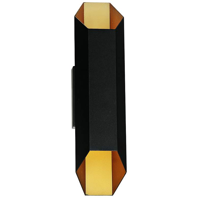 Image 1 Monterey 16 1/2" High Black and Brass LED Outdoor Wall Light