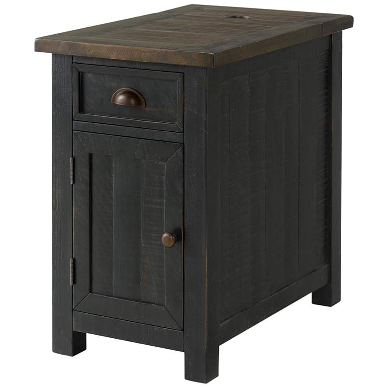 Image 2 Monterey 16 inch Wide Black and Brown Side Table with Plugs and USB Ports
