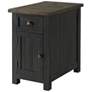 Monterey 16" Wide Black and Brown Side Table with Plugs and USB Ports