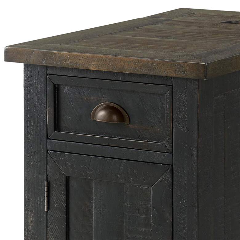 Image 3 Monterey 16" Wide Black and Brown Side Table with Plugs and USB Ports more views