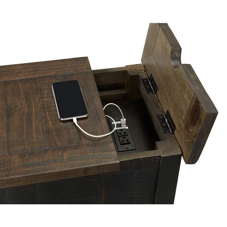 Image 4 Monterey 16" Wide Black and Brown Side Table with Plugs and USB Ports more views