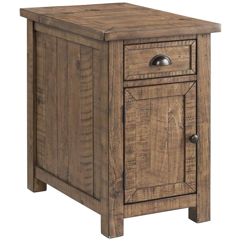 Image 2 Monterey 16" Wide Reclaimed Natural Side Table w/Plugs and USB Ports