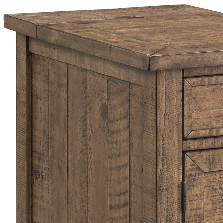 Image 3 Monterey 16" Wide Reclaimed Natural Side Table w/Plugs and USB Ports more views